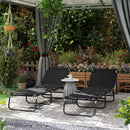 Outsunny 2 Piece Reclining Chaise Lounge with Adjustable Backrest, Black