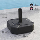 Outsunny Square Garden Parasol Base, Sand/Water Filled Parasol Stand, Black