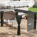 Outsunny Pergola with Retractable Roof and Netting, Dark Grey