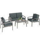 Outsunny 4 Pieces Wooden Garden Furniture Set With Cushions