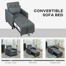 HOMCOM Convertible Single Chair Bed with Upholstered Fabric