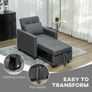 HOMCOM Convertible Single Chair Bed with Upholstered Fabric
