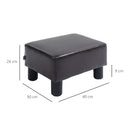 HOMCOM Chic Faux Leather Footstool Ottoman Cube with 4 Plastic Legs Brown