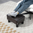 HOMCOM Chic Faux Leather Footstool Ottoman Cube with 4 Plastic Legs Brown
