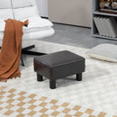 HOMCOM Chic Faux Leather Footstool Ottoman Cube with 4 Plastic Legs Brown