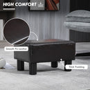 HOMCOM Chic Faux Leather Footstool Ottoman Cube with 4 Plastic Legs Brown