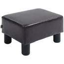 HOMCOM Chic Faux Leather Footstool Ottoman Cube with 4 Plastic Legs Brown