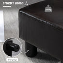 HOMCOM Chic Faux Leather Footstool Ottoman Cube with 4 Plastic Legs Brown