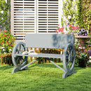 Outsunny Wooden Garden Bench Outdoor Loveseat with High Back, Grey
