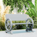 Outsunny Wooden Garden Bench Outdoor Loveseat with High Back, Grey