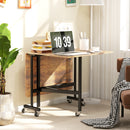HOMCOM Mobile Drop Leaf Table, Folding Kitchen Table with 6 Wheels