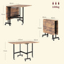 HOMCOM Mobile Drop Leaf Table, Folding Kitchen Table with 6 Wheels
