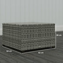 Outsunny Outdoor Coffee Table With Glass Top, Rattan Side Table