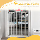 PawHut 74-80cm Adjustable Metal Pet Gate Safety Barrier w/ Auto-Close Door White