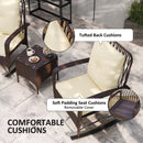 Outsunny Rattan Bistro Set Balcony Furniture With Rocking Chairs, Brown