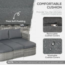 Outsunny Rattan Sofa Set to Daybed - Grey