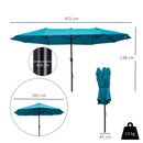 Outsunny 4.6M Garden Patio Umbrella Canopy Parasol Sun Shade W/o Base Blue