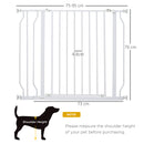 PawHut Dog Gate Wide Stair Gate w/ Door Pressure Fit, 75-95W cm, White