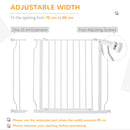 PawHut Dog Gate Wide Stair Gate w/ Door Pressure Fit, 75-95W cm, White