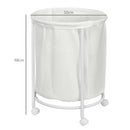 HOMCOM 100L Round Laundry Hamper with Wheels for Bedroom Bathroom Cream White