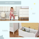 HOMCOM 2 In 1 Wooden Toy Box, Seat Storage Bench - White