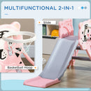 AIYAPLAY Kids Slide with Basketball Hoop, Basketball, for 18-36 Months, Pink