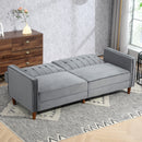 HOMCOM Convertible Sofa Futon Velvet-Touch Tufted Couch Sofa Bed Dark Grey