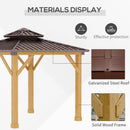 Outsunny 3x(3)M Double-Tier Hardtop Gazebo, Outdoor Patio Shelter, Brown
