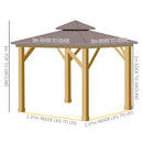 Outsunny 3x(3)M Double-Tier Hardtop Gazebo, Outdoor Patio Shelter, Brown