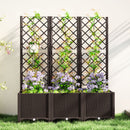 Outsunny Plastic Planter Box with Trellis, Vegetable Planter w/ Drain Plugs