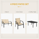 Outsunny 4pcs Patio Furniture Set Garden Sofa Glass Top Coffee Table Beige