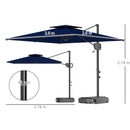 Outsunny Garden Cantilever Parasol w/ Weighted Base Tilt Crank