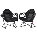 Outsunny Hammock Camping Chair Set of 2, Adjustable Back Camp Chair, Blue