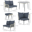 Outsunny 6 Piece Garden Furniture Set Garden Sofa with Cushions, Light Grey