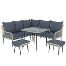 Outsunny 6 Piece Garden Furniture Set Garden Sofa with Cushions, Light Grey