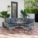 Outsunny 6 Piece Garden Furniture Set Garden Sofa with Cushions, Light Grey