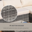 Outsunny Rattan Corner Sofa Set with Coffee Table - Beige