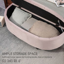 HOMCOM Semi-Circle Storage Ottoman Bench Tufted Upholstered Accent Footrest