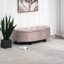 HOMCOM Semi-Circle Storage Ottoman Bench Tufted Upholstered Accent Footrest