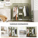 HOMCOM Mobile Double Open Wardrobe w/ Clothes Hanging Rail Colthing