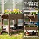Outsunny Wooden Raised Planter with Lockable Wheels, Liner, Carbonised