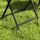 Outsunny Folding Round Tempered Glass Metal Table with Grey Rattan Edging