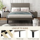 HOMCOM Bed Frame With 5-Level Adjustable Headboard Wooden Slats