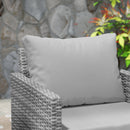 Outsunny 3PCS Rattan Bistro Set Glass Top Table and Chairs with 4 Cushions