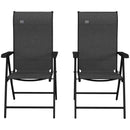 Outsunny Set of 2 Outdoor Rattan Folding Chair Set w/ Adjustable Backrest Grey