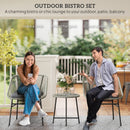 Outsunny Rattan Bistro Set, Small Balcony Furniture with Cushion, Light Grey