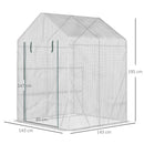Outsunny Greenhouse for Outdoor w/ 2 Tier Shelf Roll-Up Zippered Door PE Cover Green
