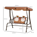 Outsunny 2 Seater Children's  Garden Swing Seat Monkey Pattern - Brown