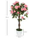 Outsunny Set of 2 90cm Artificial Rose Tree, Fake Decorative Plant