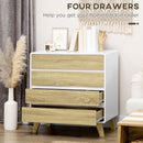 HOMCOM Chest of Drawers, 4 Drawer Storage Cabinet Organiser for Bedroom